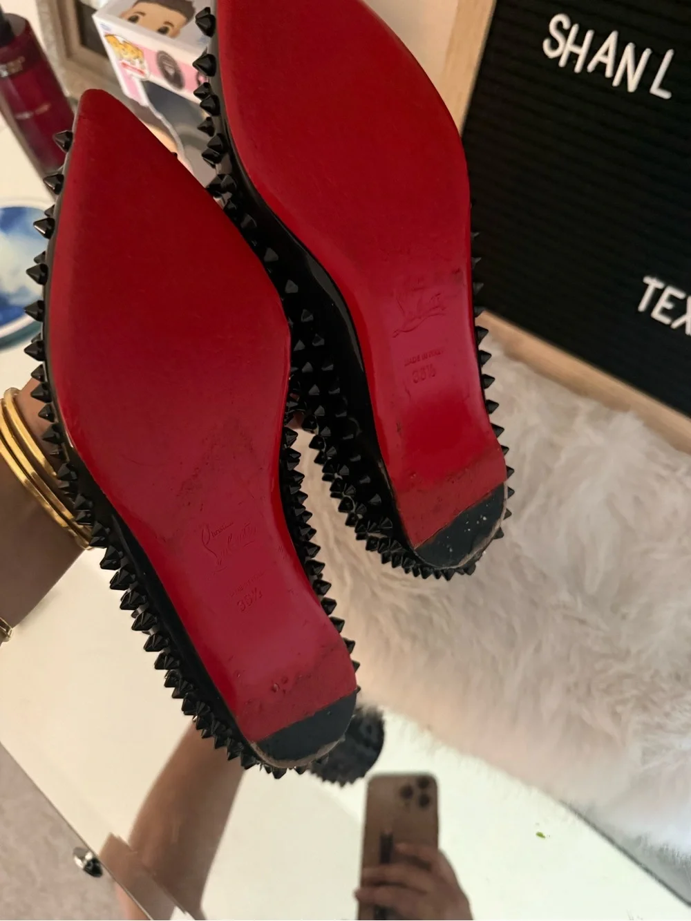 Christian Louboutin Black Spiked Pointed-Toe Flat